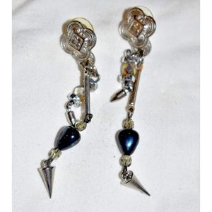 Vintage Black and Silver Dangle Earrings